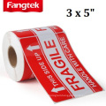 Custom printing fragile stickers 3x5 shipping stickers 500labels/roll